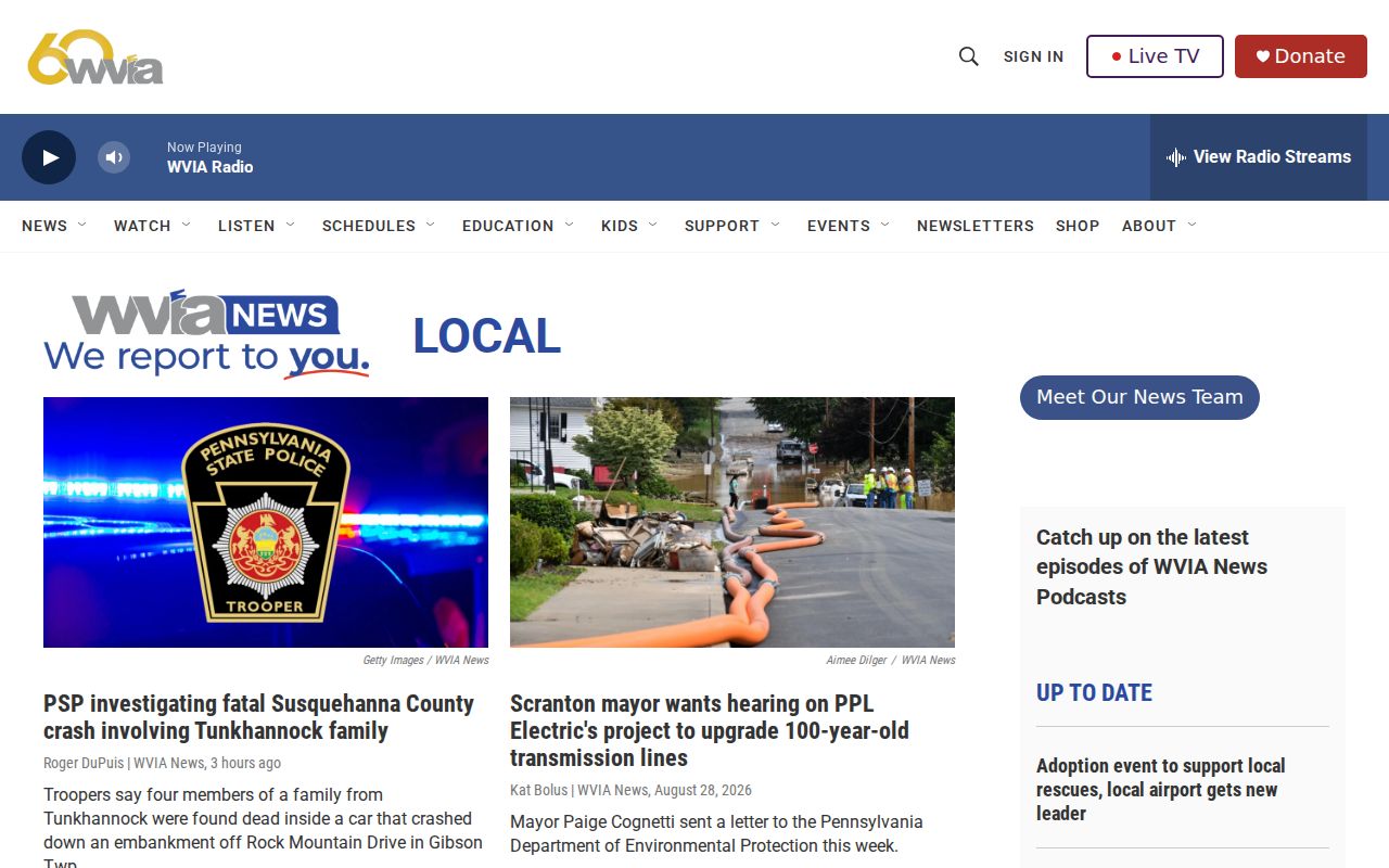 WVIA Local page used as a Monroe County regional crime-news source