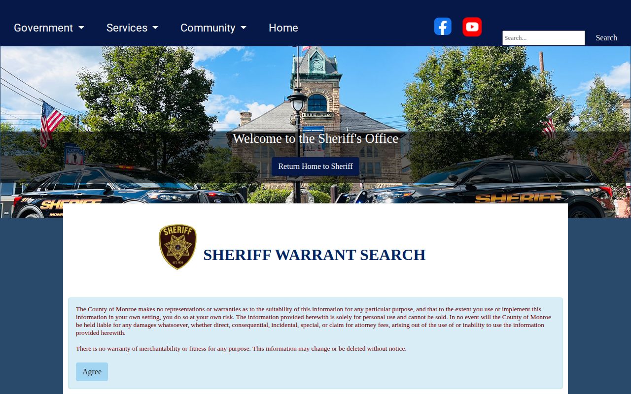 Monroe County active bench warrant record search
