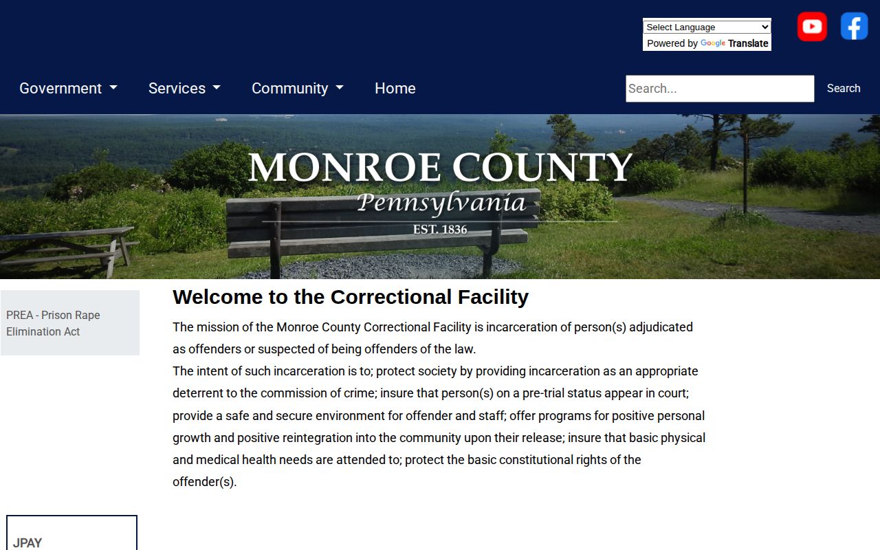 Monroe County Correctional Facility booking record contact page