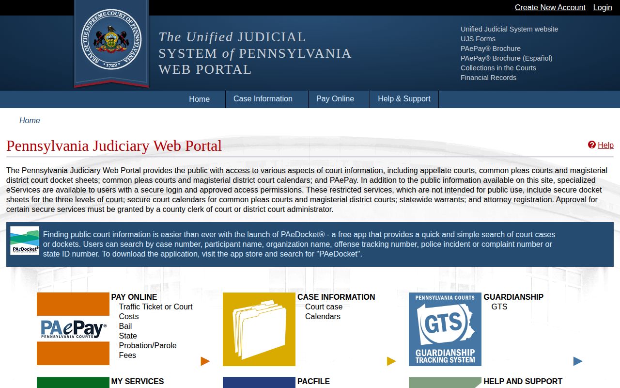 Monroe County criminal court disposition search through UJS