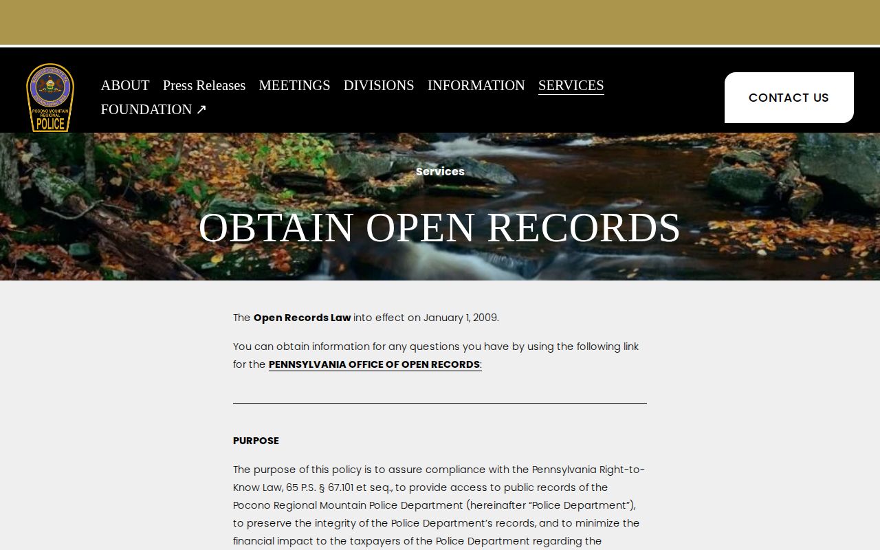 Monroe County Mount Pocono PMRPD arrest records request information